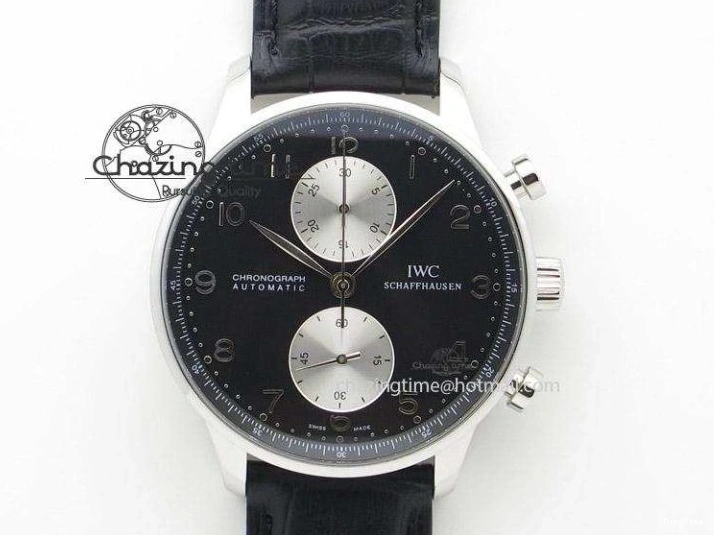 MIROTIME 0213 Portuguese Chrono SS ZF 1:1 Best Edition Gray Dial SS On Black Leather Strap A ZipUp 7215